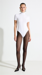 JANE BOĞAZLI KISA KOLLU BEYAZ BODYSUIT