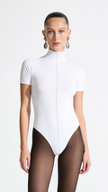 JANE BOĞAZLI KISA KOLLU BEYAZ BODYSUIT