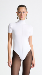 JANE BOĞAZLI KISA KOLLU BEYAZ BODYSUIT