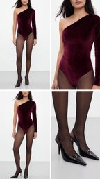 JIA BORDO KADİFE BODYSUIT