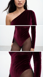 JIA BORDO KADİFE BODYSUIT