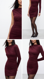 ARLET BORDO MİNİ ELBİSE