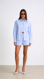 SAINT MAVİ GÖMLEK ŞORT TAKIM