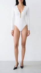 UMA WHITE V-NECK BODYSUIT