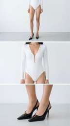UMA WHITE V-NECK BODYSUIT