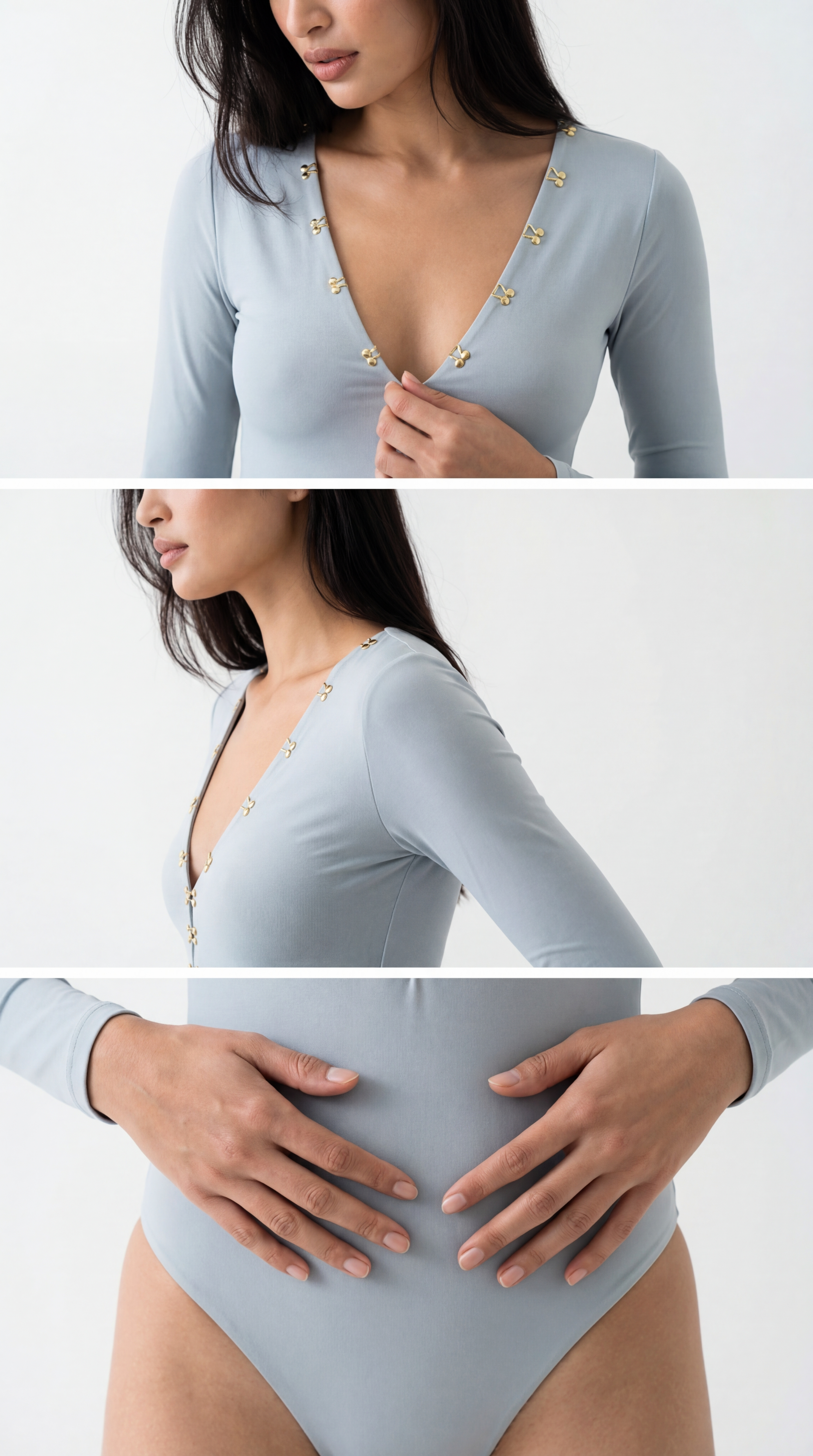 UMA GRİ V YAKA BODYSUIT