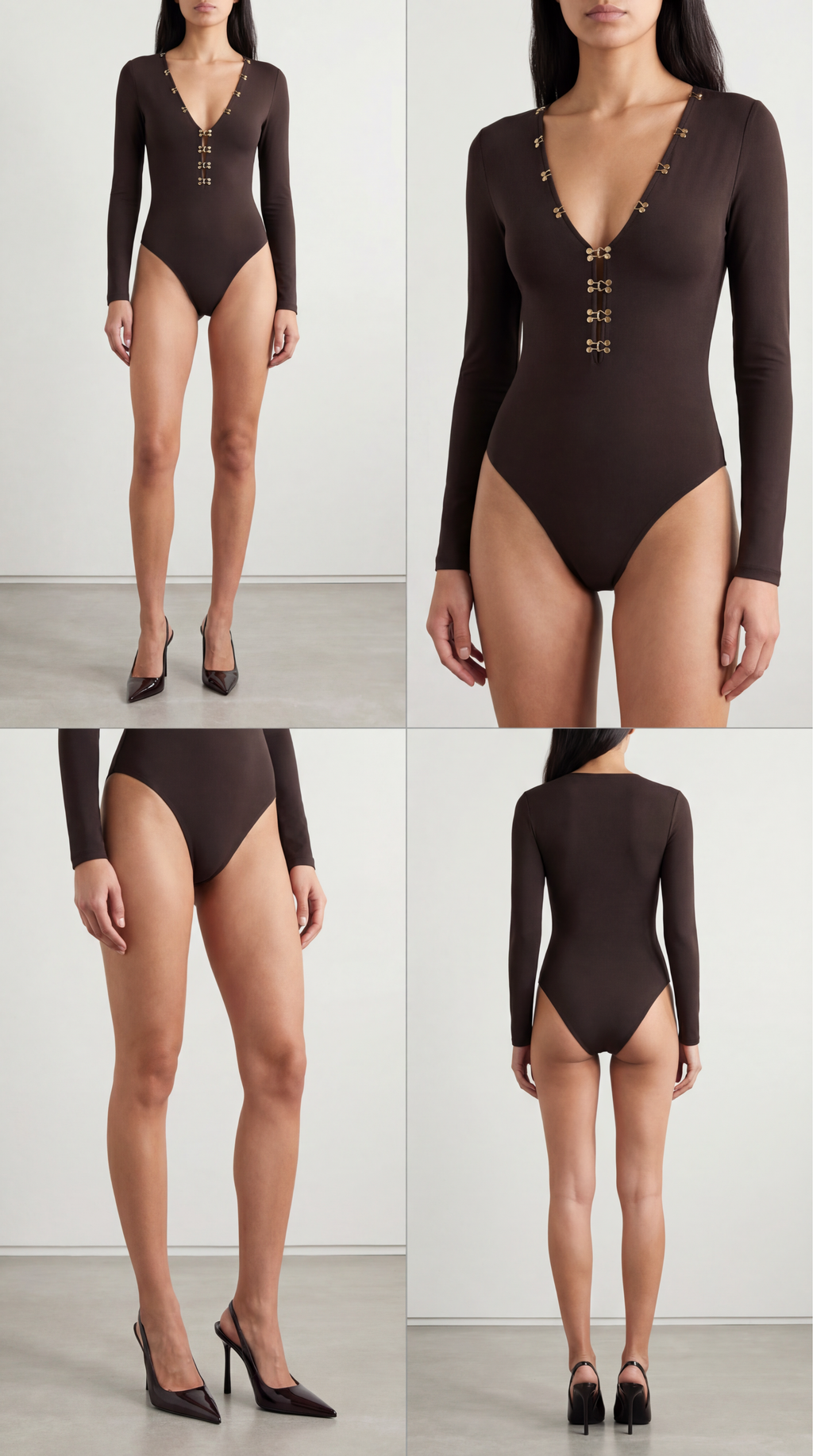 UMA KAHVERENGİ V YAKA BODYSUIT