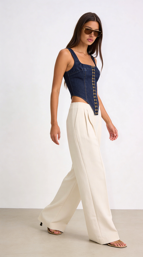 MOSS EKRU PALAZZO PANTOLON