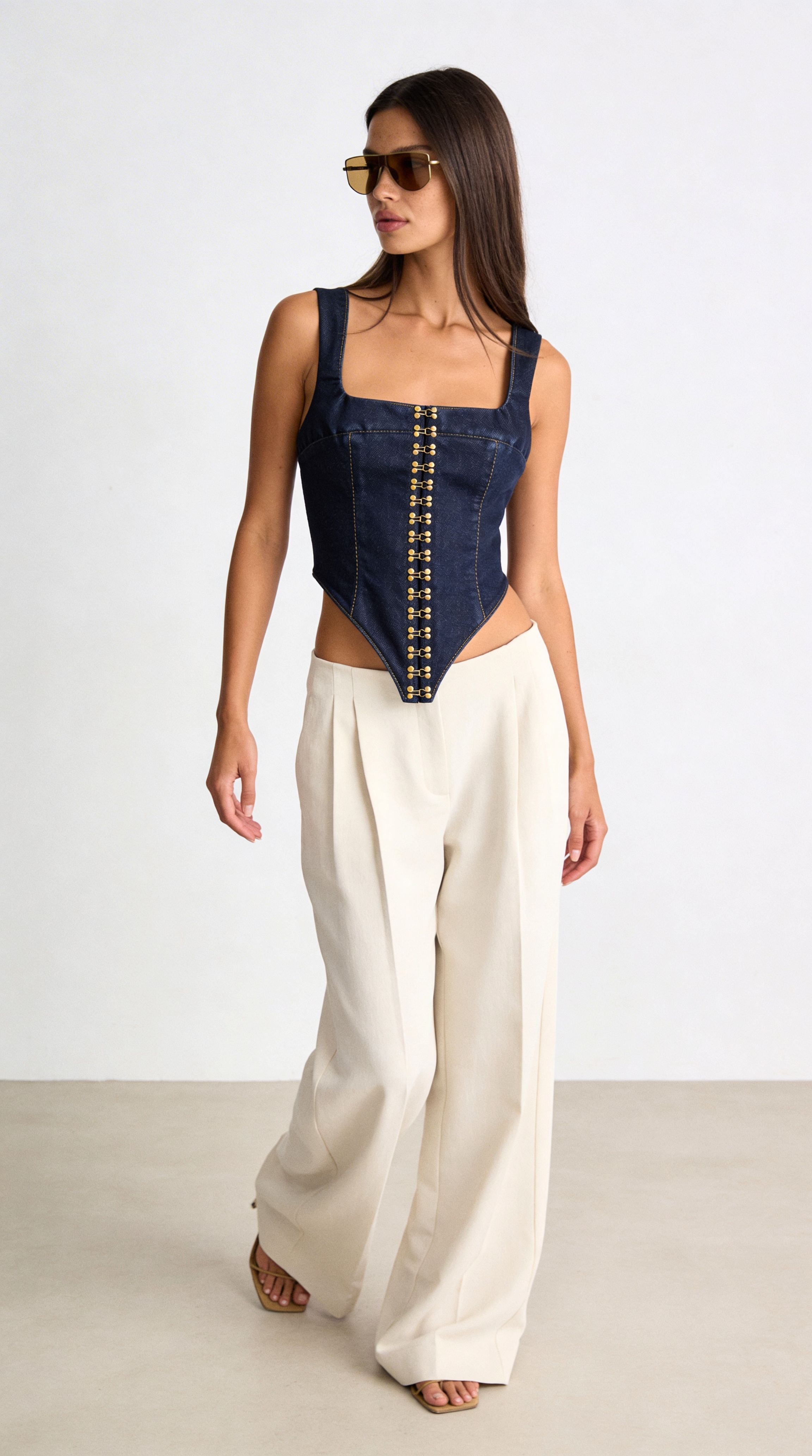 MOSS EKRU PALAZZO PANTOLON