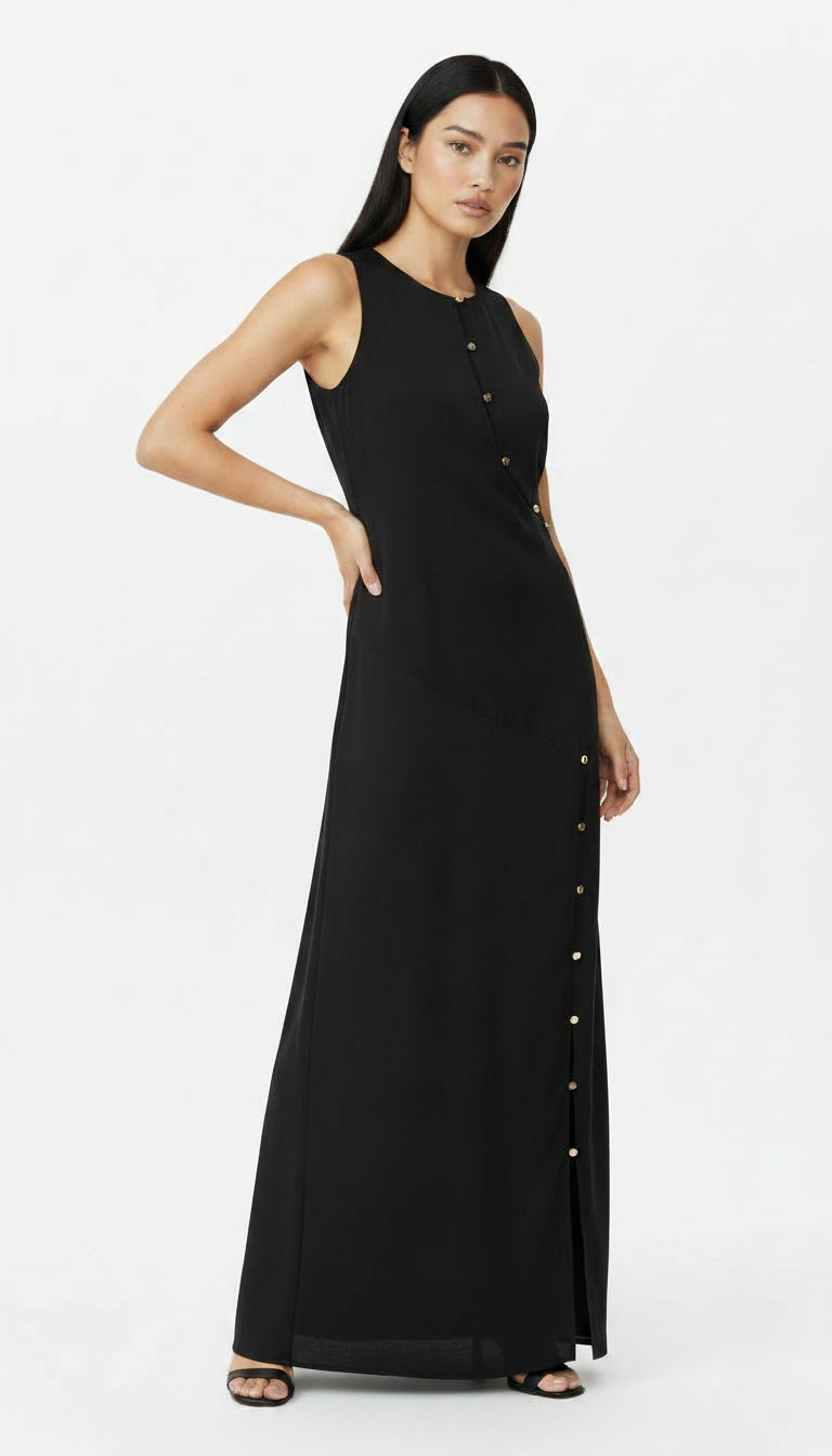 ADALYNN BLACK BUTTON DETAIL DRESS