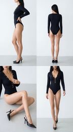 UMA SİYAH V YAKA BODYSUIT