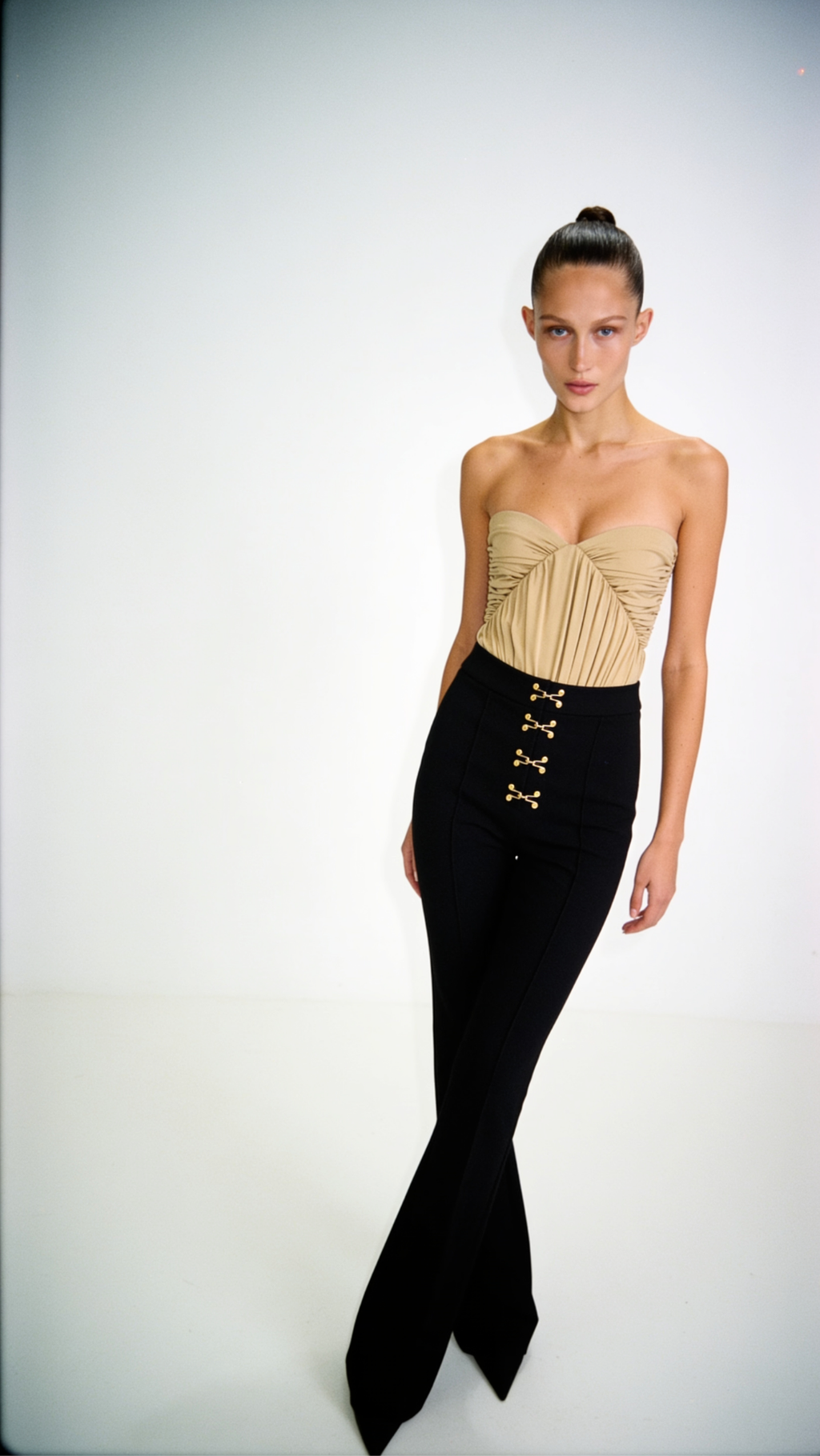 PLAN RISE WAIST BLACK PANTS