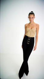 PLAN RISE WAIST BLACK PANTS