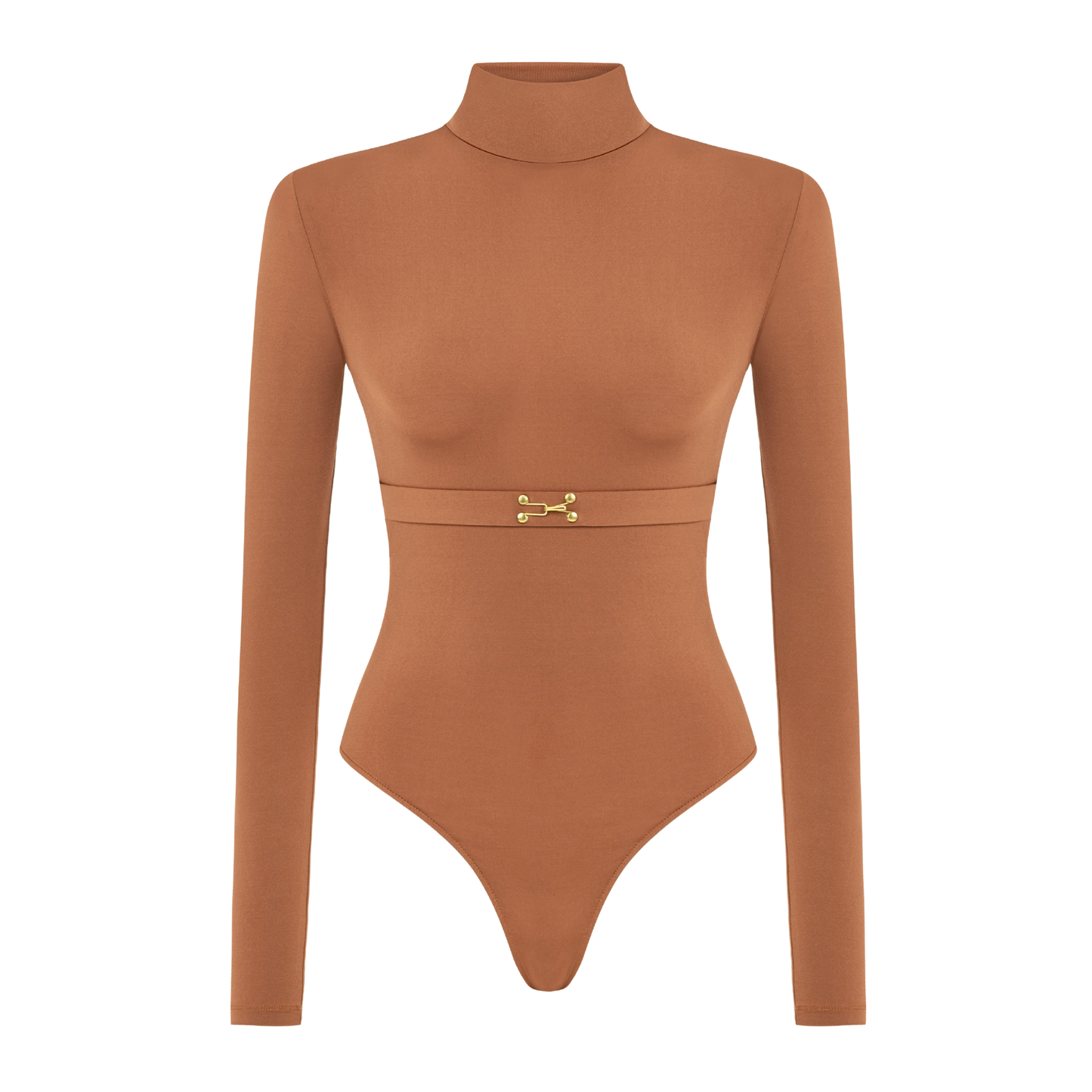 CIAR KEMER DETAYLI CAMEL BODYSUIT