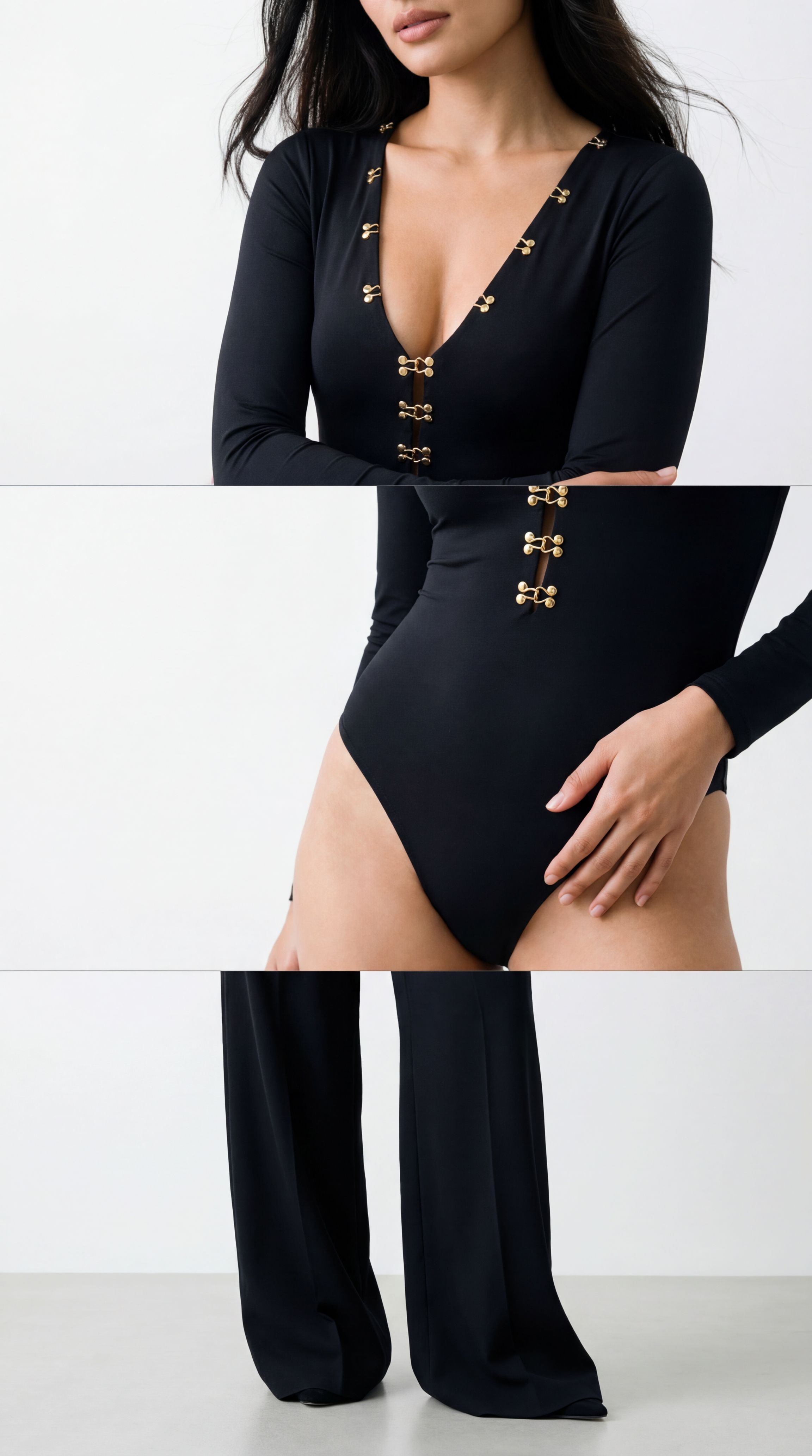 LOVIS WOOL BLACK PALAZZO TROUSERS