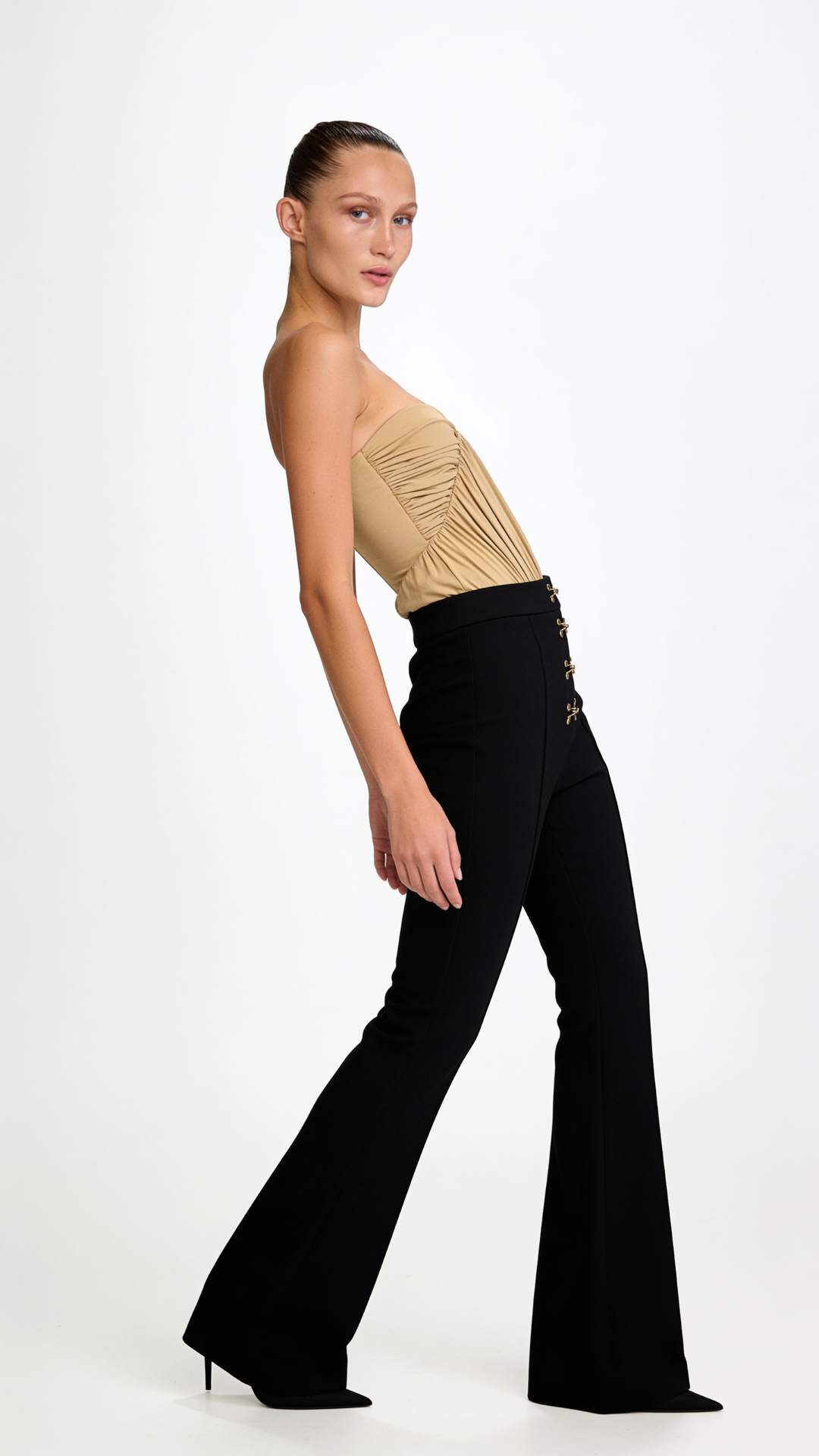 PLAN RISE WAIST BLACK PANTS