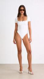 ROW WHITE BODICE WITH HOOK AND EYE CLOSURES