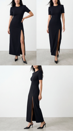 LUCEE BLACK SLIPPED SKIRT