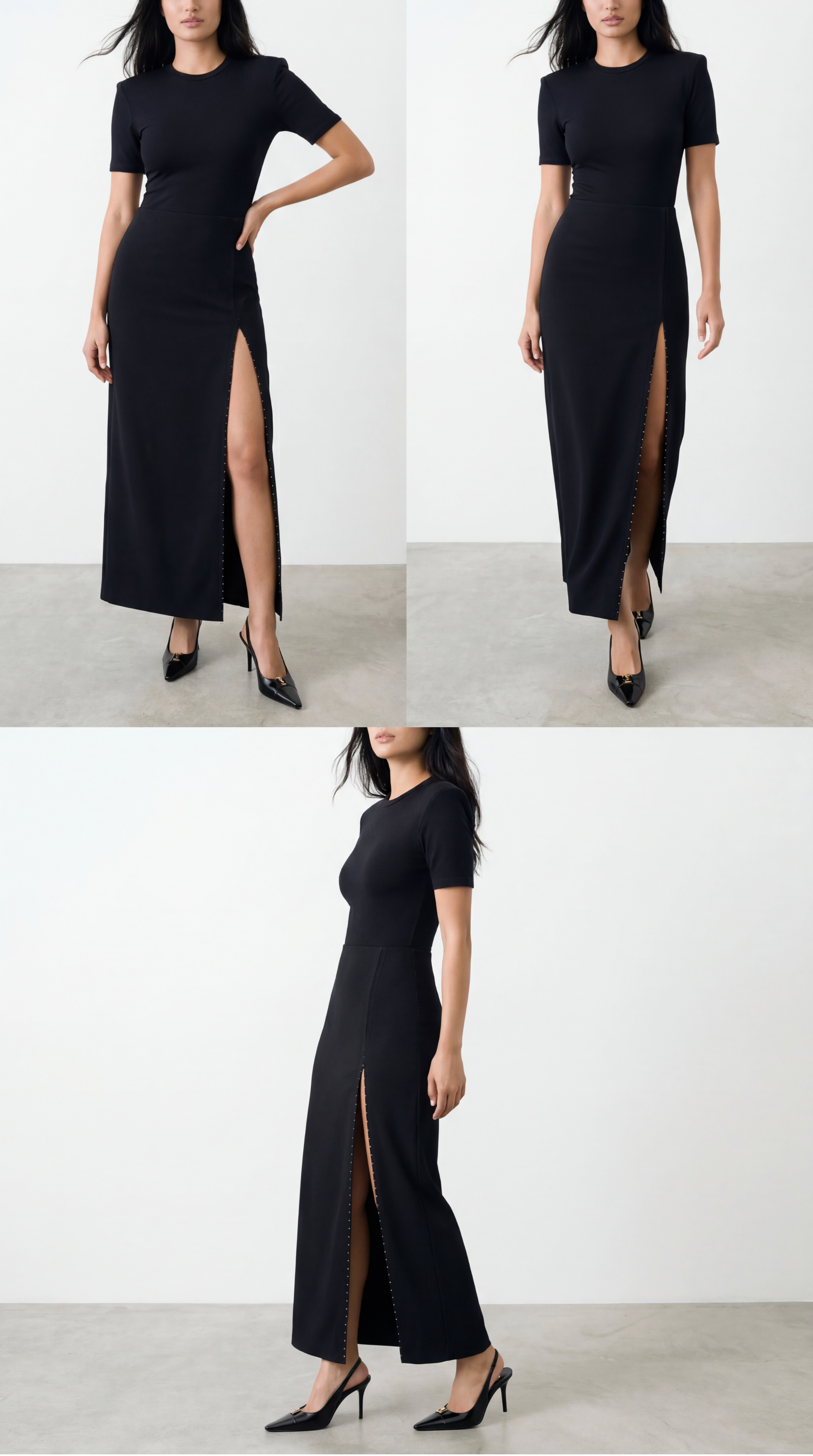 LUCEE BLACK SLIPPED SKIRT