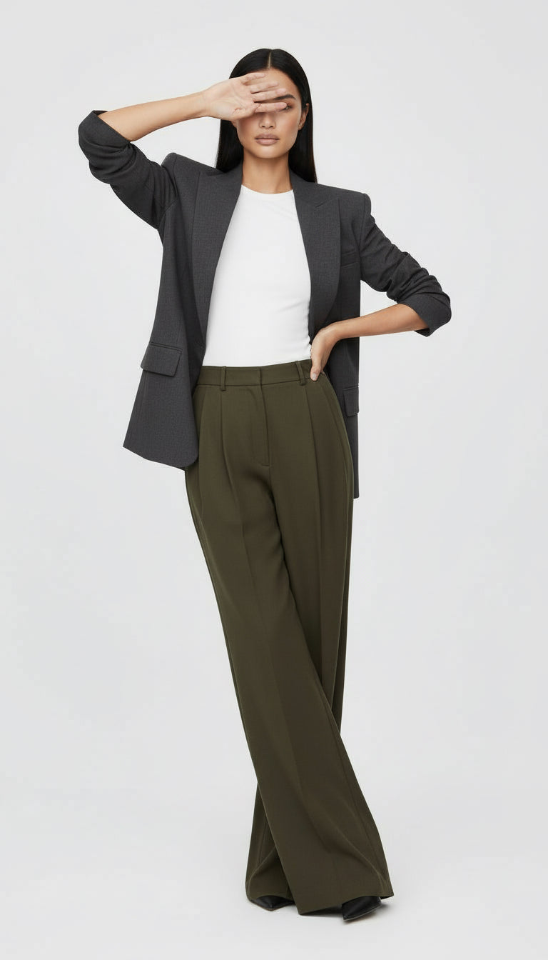 LOVIS YÜN HAKİ PALAZZO PANTOLON