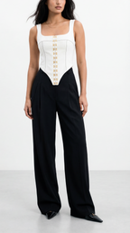 LOVIS WOOL BLACK PALAZZO TROUSERS