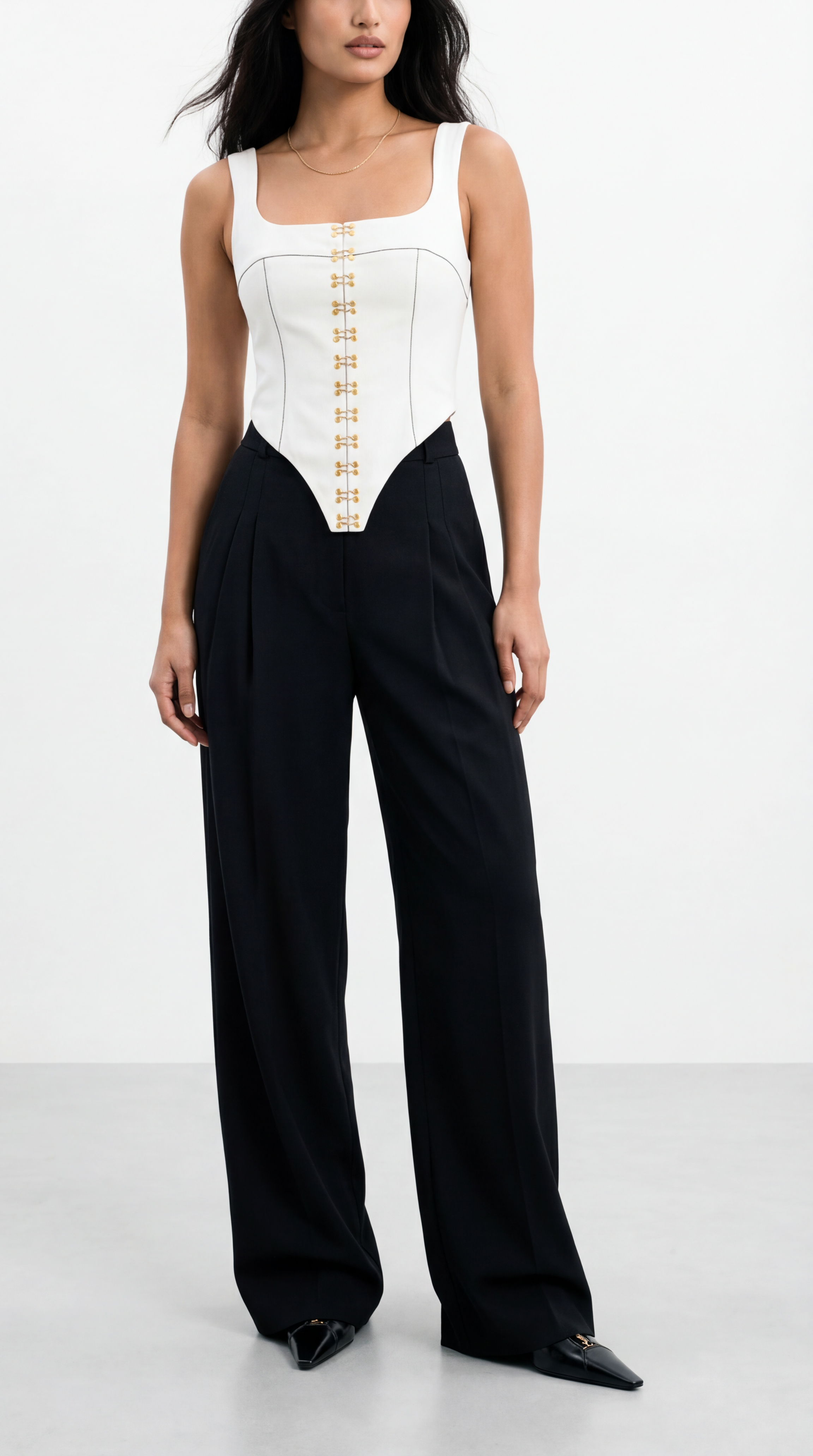 LOVIS WOOL BLACK PALAZZO TROUSERS