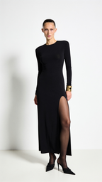 IRENE BLACK SLIPPED DRESS 