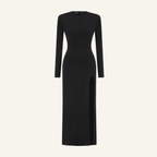 IRENE SİYAH YIRTMAÇLI ELBİSE