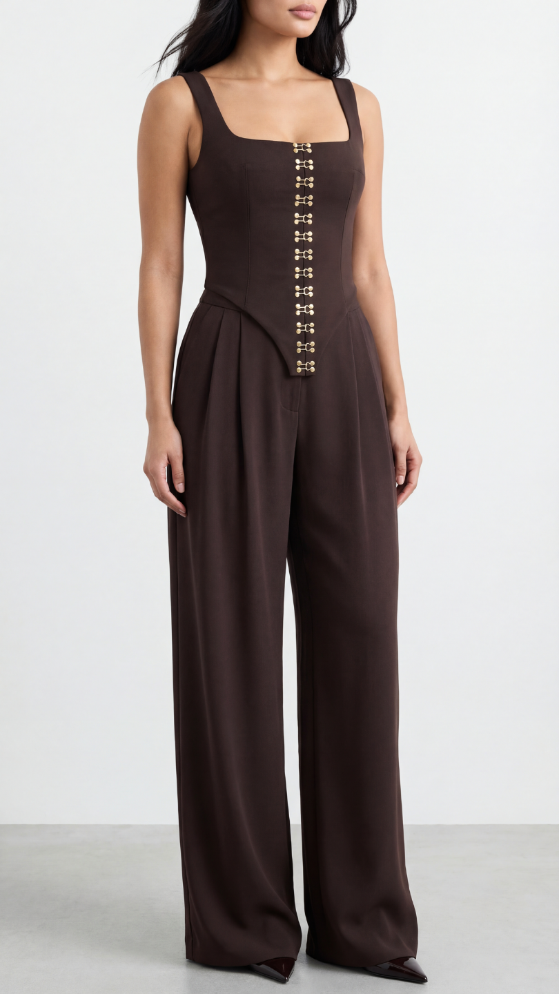 NAOMI KAHVERENGİ AGRAFLI KORSE