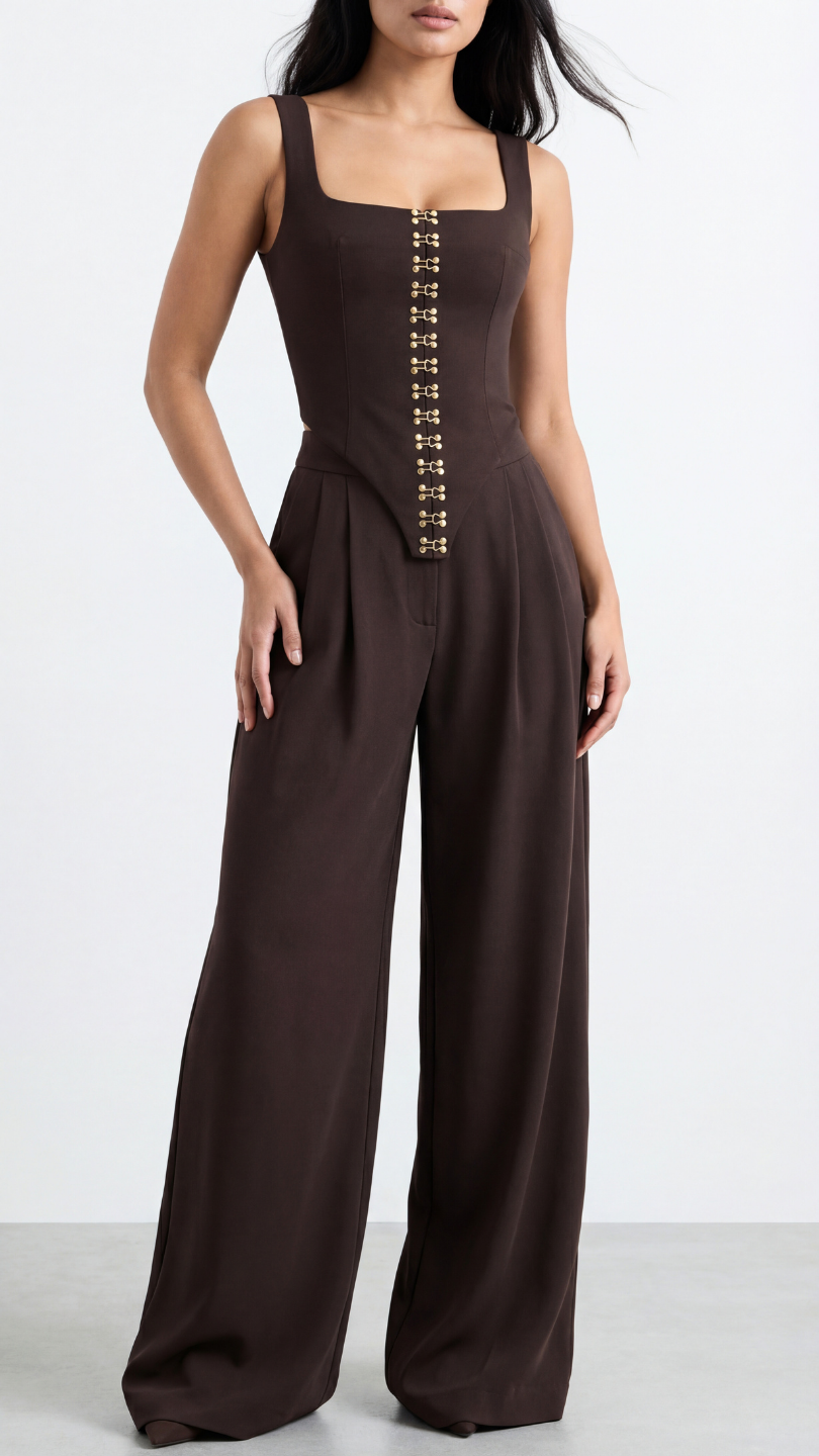 NAOMI KAHVERENGİ AGRAFLI KORSE