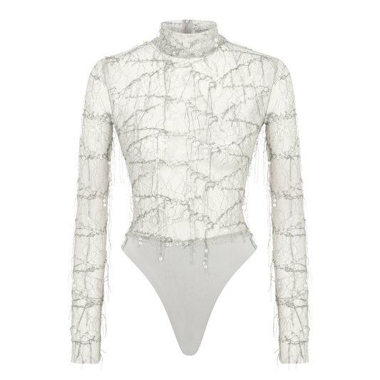 AURA GRİ DANTEL BODYSUIT