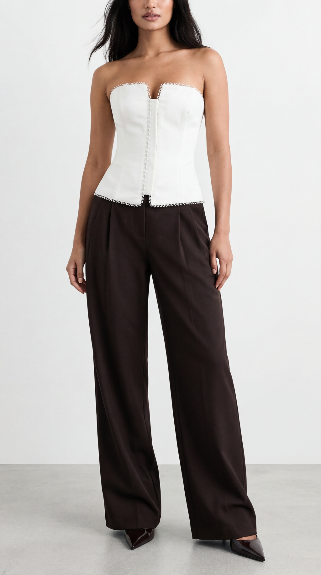 LOVIS WOOL BROWN PALAZZO TROUSERS