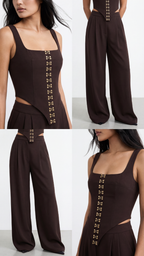 NAOMI KAHVERENGİ AGRAFLI KORSE