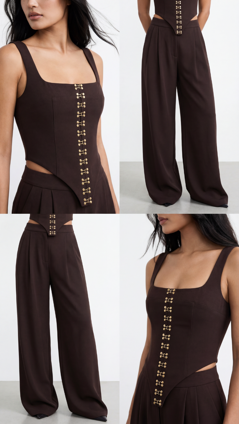 NAOMI KAHVERENGİ AGRAFLI KORSE