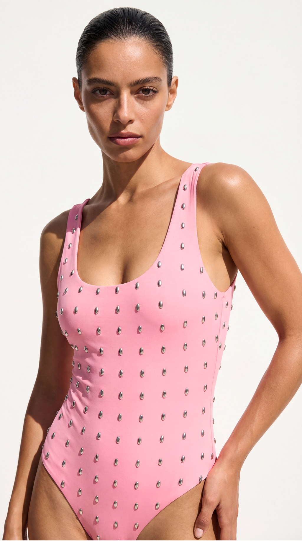 LEX METAL DETAYLI PEMBE BODYSUIT