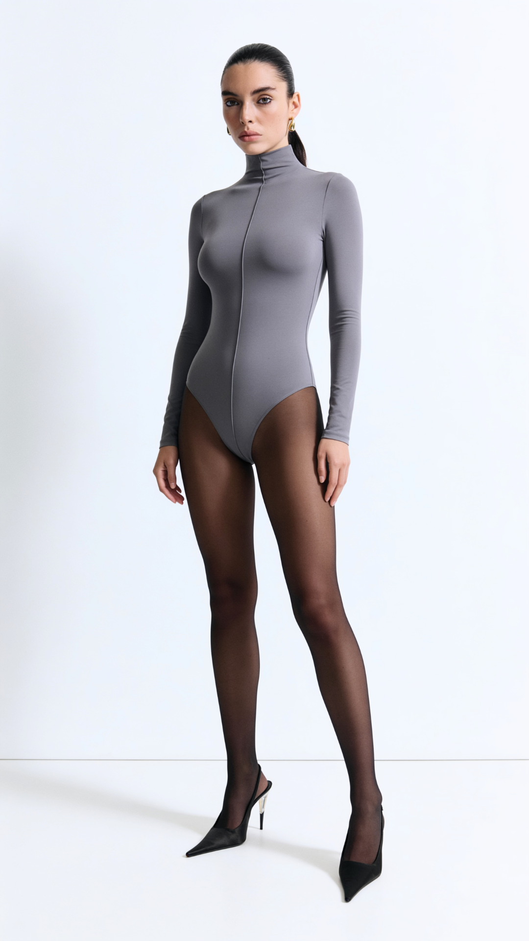 NENSI BOĞAZLI GRİ BODYSUIT