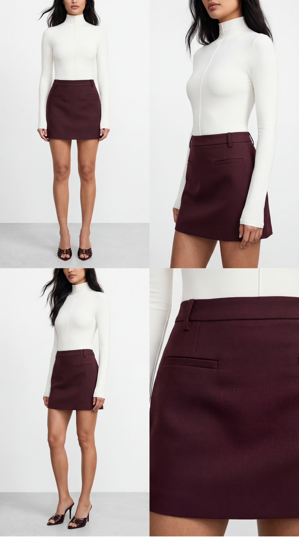 MONDE WOOL BURGUNDY MINI SKIRT