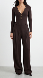 LOVIS WOOL BROWN PALAZZO TROUSERS