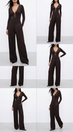 LOVIS WOOL BROWN PALAZZO TROUSERS