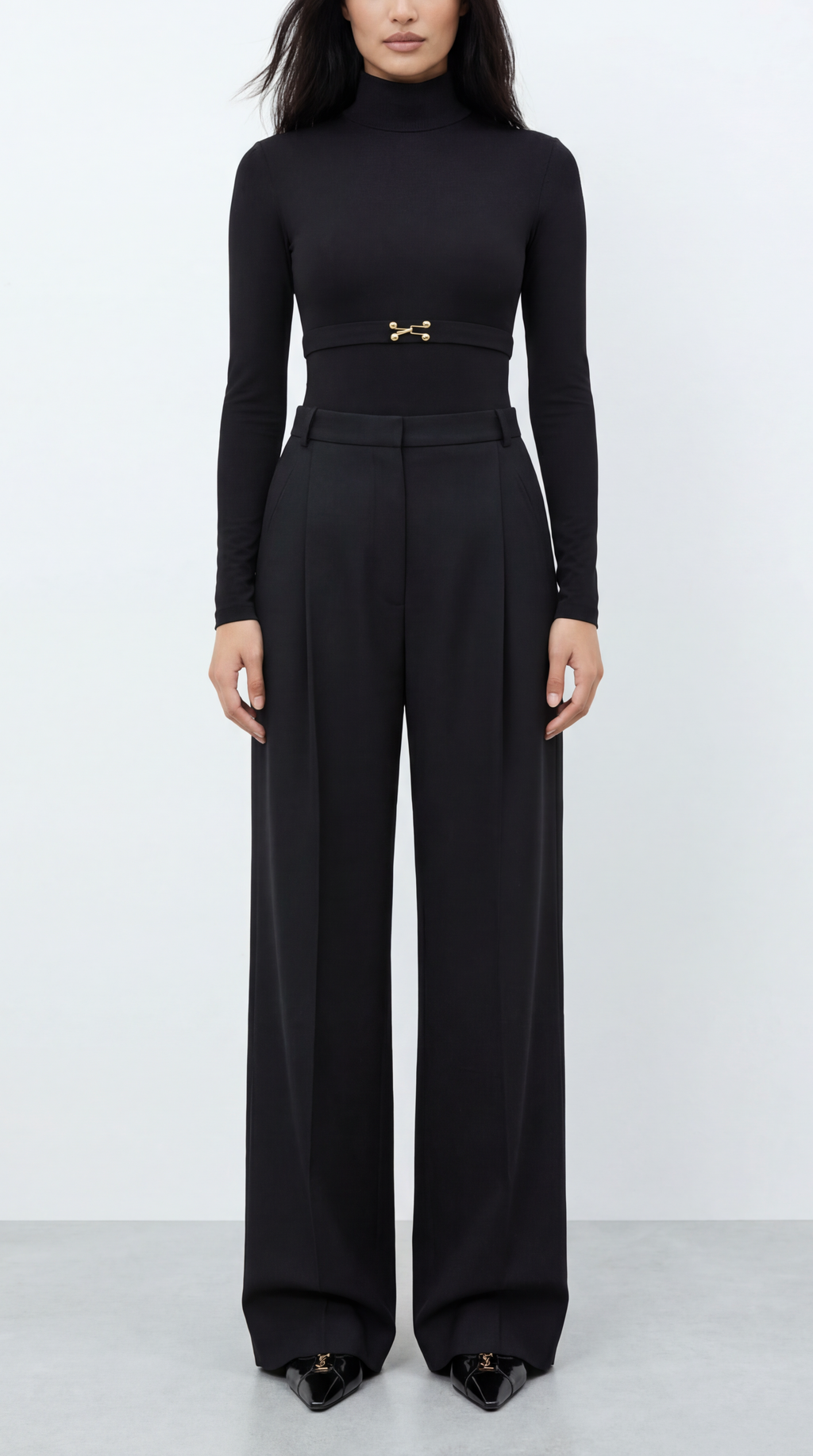 DIANDRA DİKİŞ DETAYLI YÜN SİYAH PANTOLON