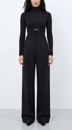 DIANDRA DİKİŞ DETAYLI YÜN SİYAH PANTOLON