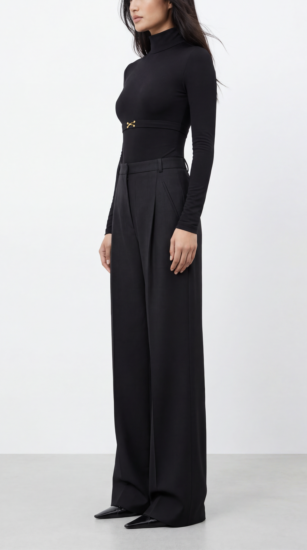 DIANDRA DİKİŞ DETAYLI YÜN SİYAH PANTOLON