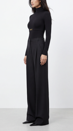 DIANDRA DİKİŞ DETAYLI YÜN SİYAH PANTOLON