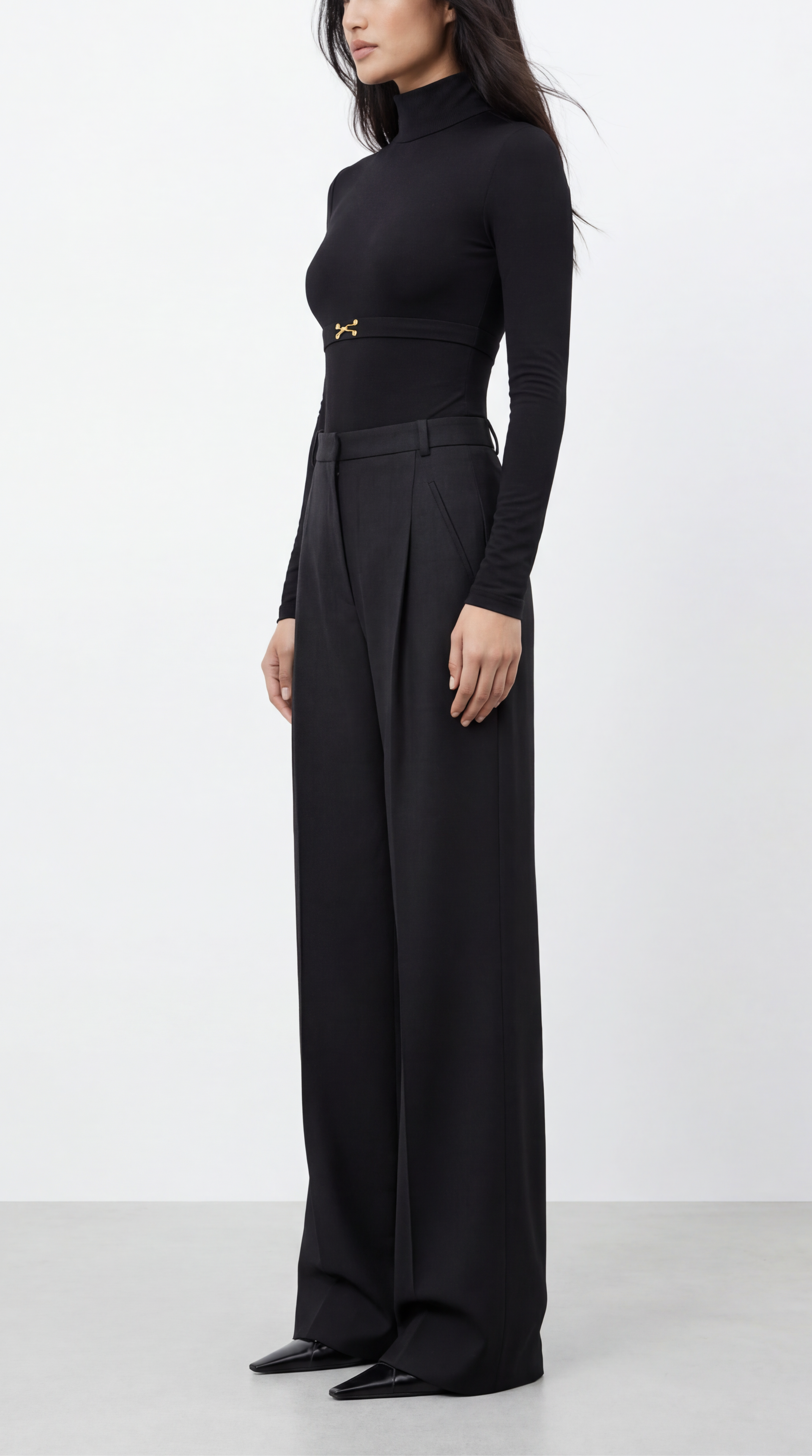 DIANDRA DİKİŞ DETAYLI YÜN SİYAH PANTOLON