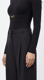 DIANDRA DİKİŞ DETAYLI YÜN SİYAH PANTOLON