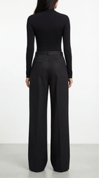 DIANDRA DİKİŞ DETAYLI YÜN SİYAH PANTOLON