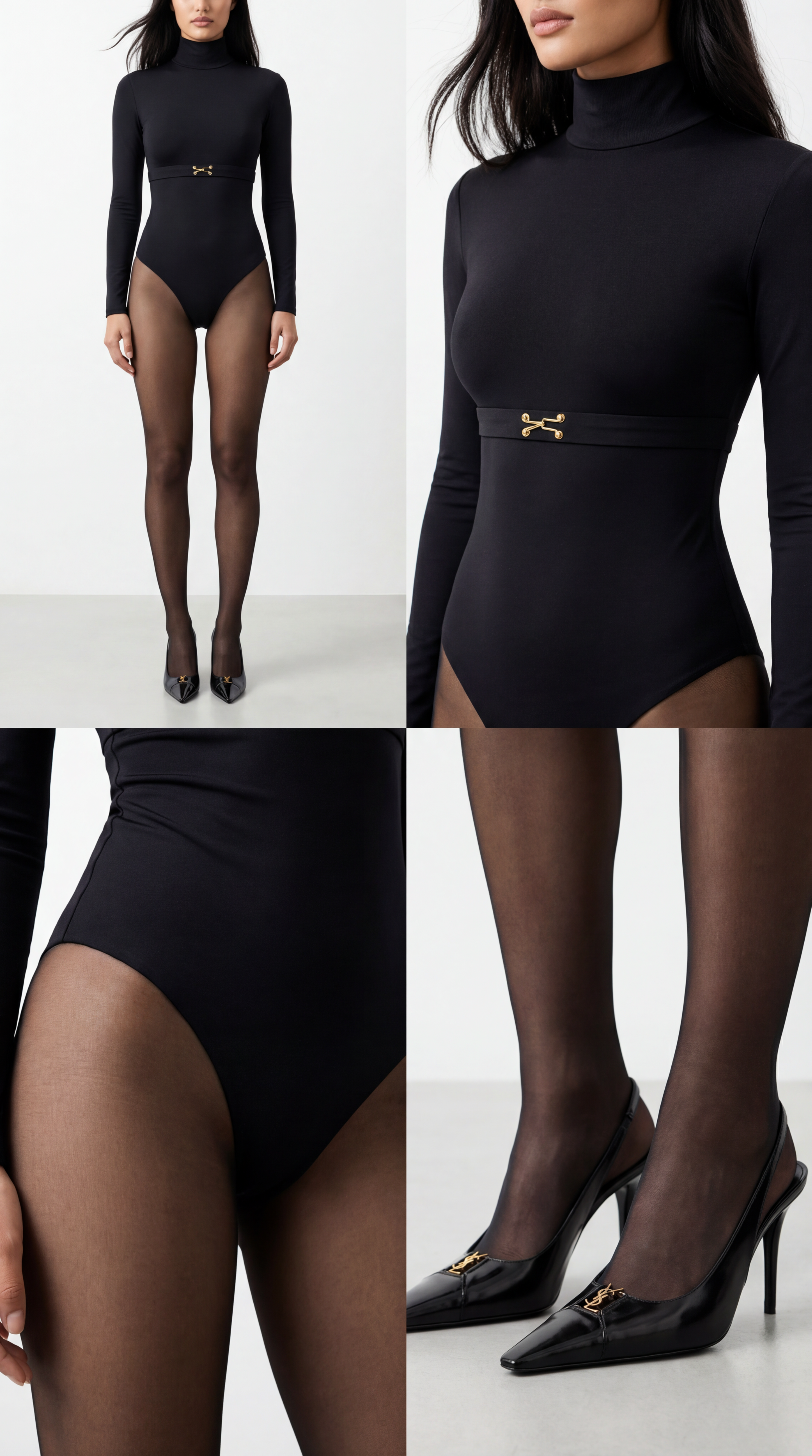 CIAR KEMER DETAYLI SİYAH BODYSUIT