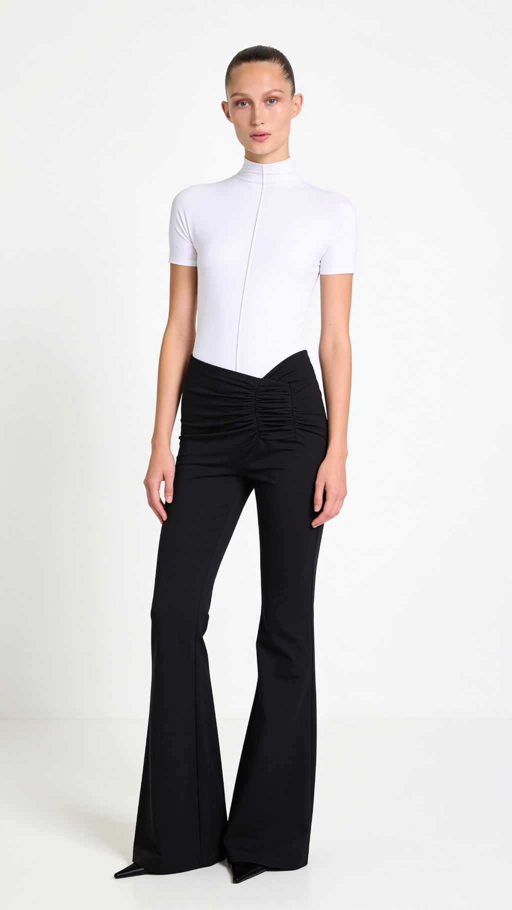 STUD SİYAH DRAPELİ İSPANYOL PAÇA PANTOLON