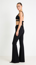 STUD SİYAH DRAPELİ İSPANYOL PAÇA PANTOLON