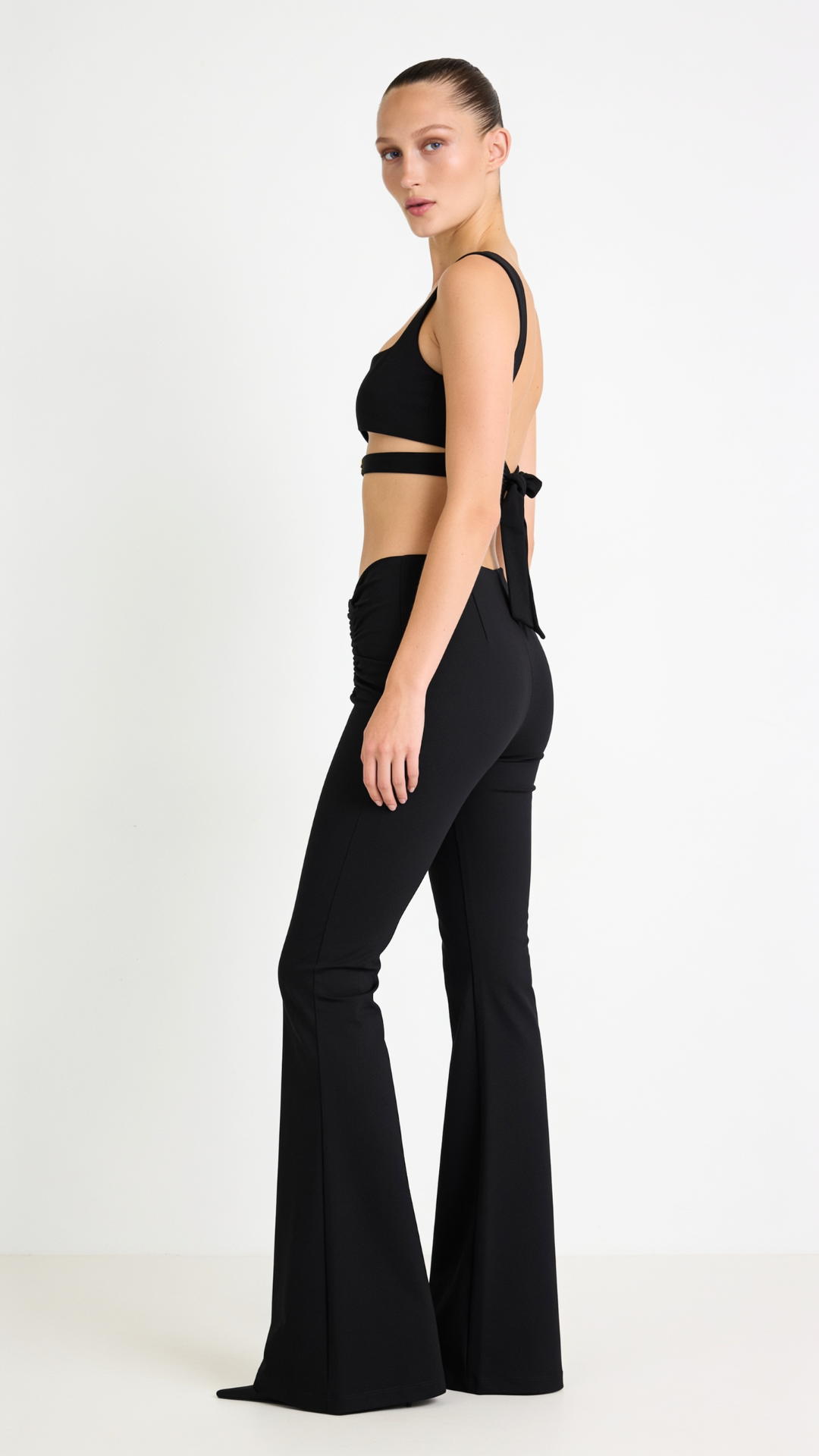 STUD SİYAH DRAPELİ İSPANYOL PAÇA PANTOLON